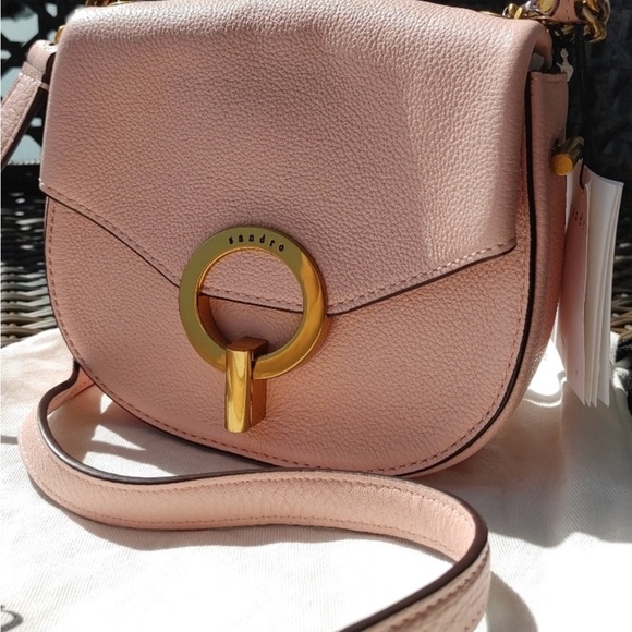 Sandro Pepita Pink Leather Crossbody Bag - Picture 10 of 11